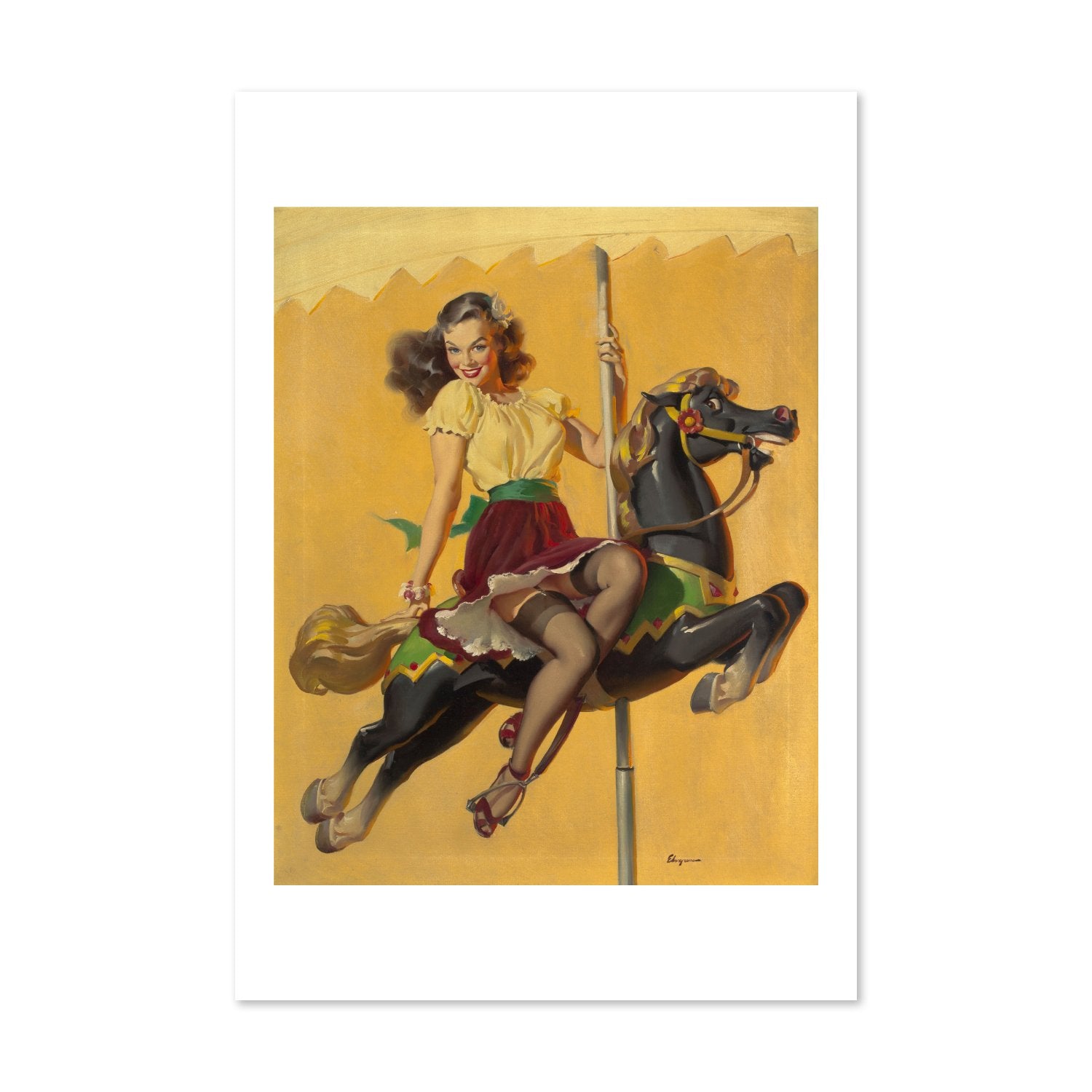 Let's Go Around Together by Gil Elvgren, pin-up poster — framed print